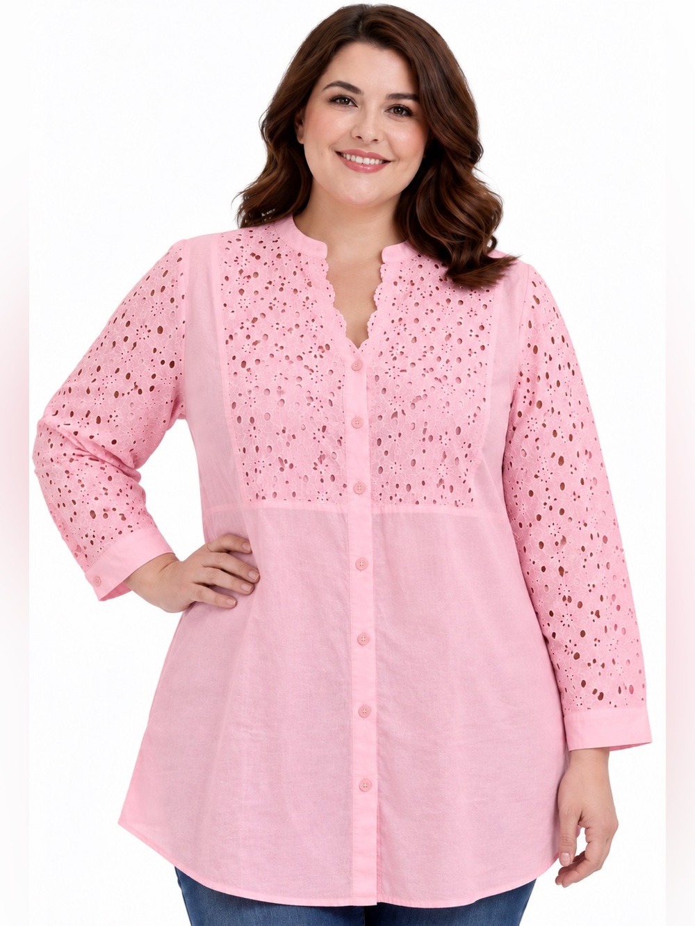 NWT cotton eyelet embroidered tunic